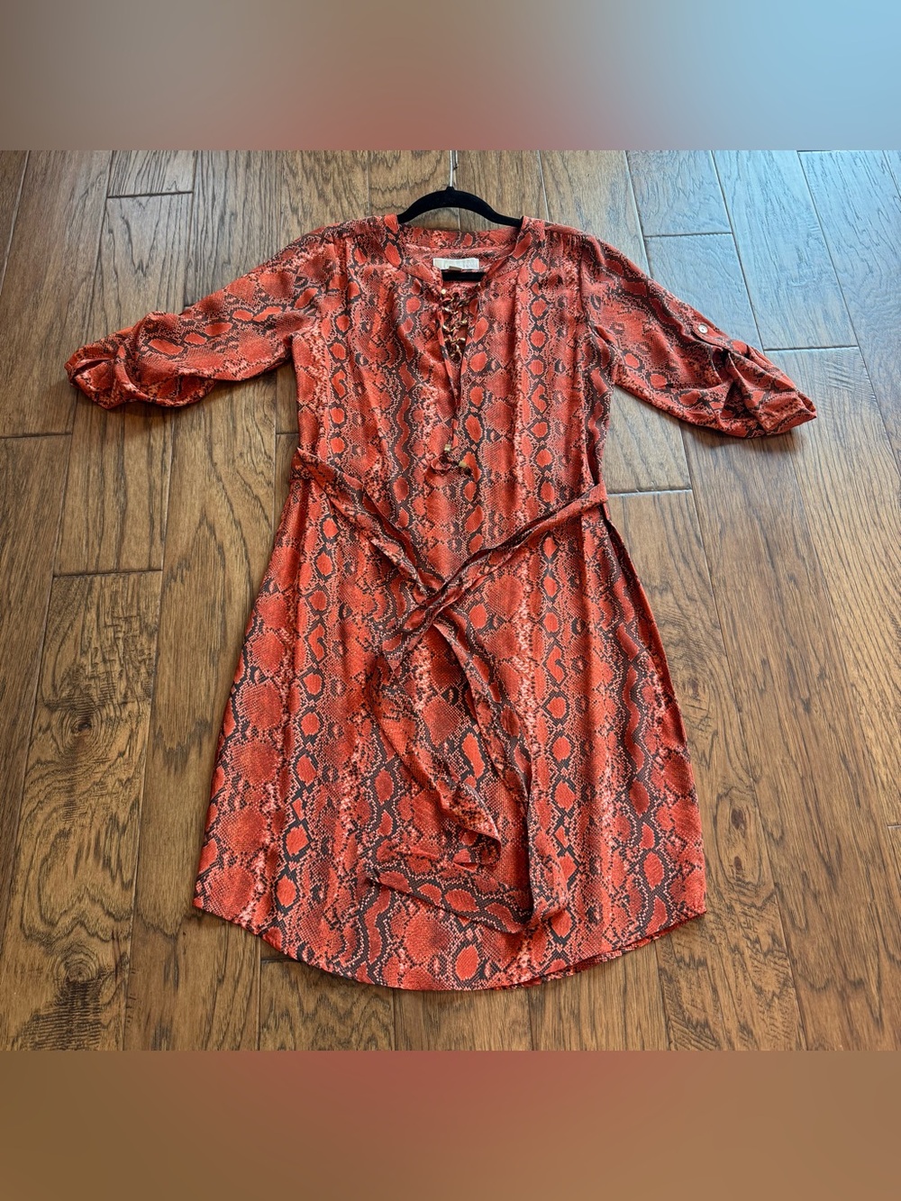 Michael Kors Rust Snake-Print Belted Women's Dress